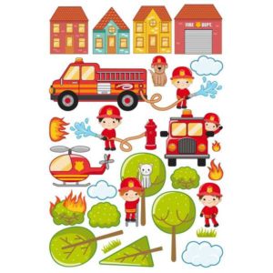 Kinderzimmer Wandtattoo großes Feuerwehr Set Details