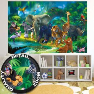 Kindertapete Safari im Dschungel Kinderzimmer Details